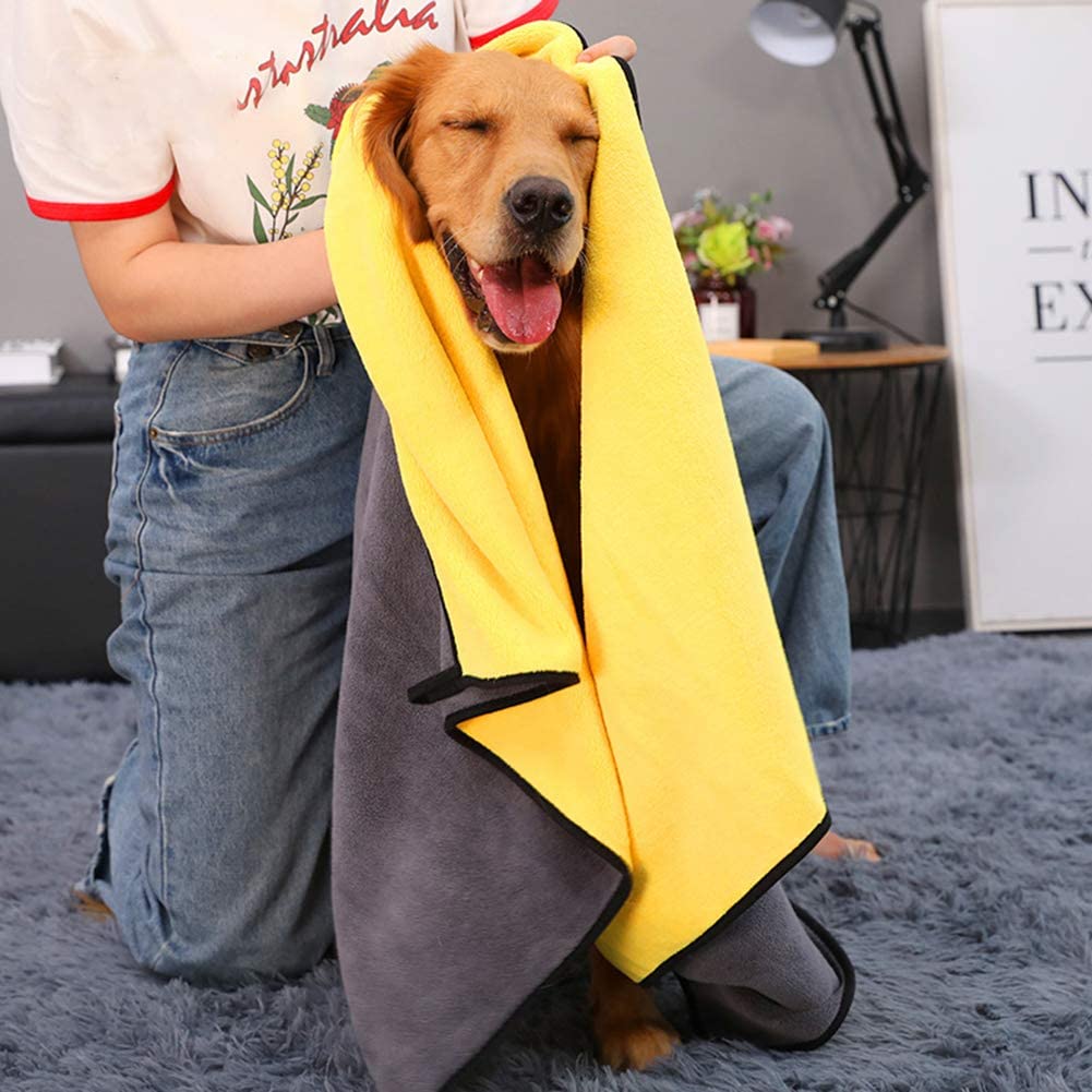 Grey and Yellow Pet Bath Towels